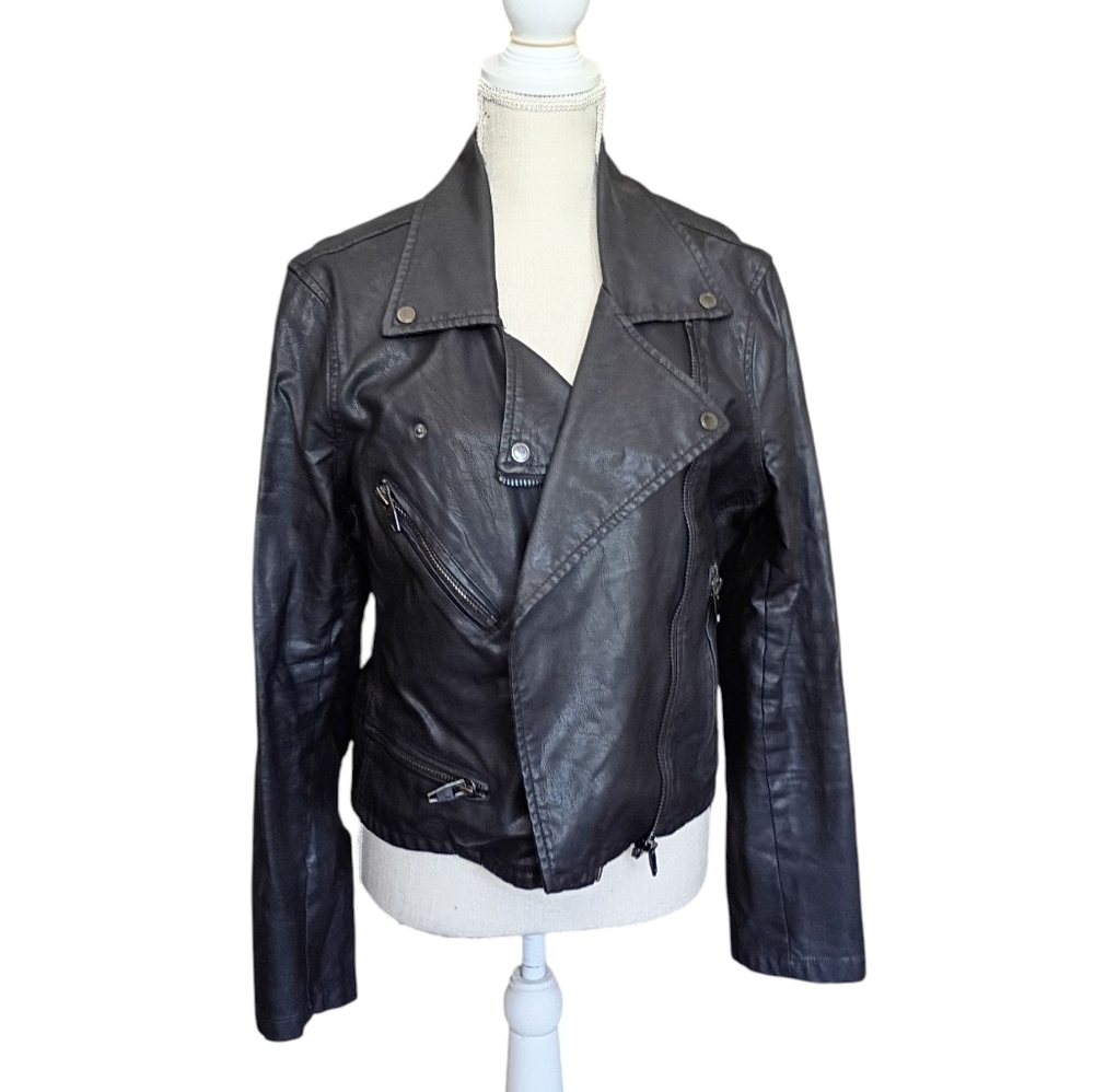 BLANK NYC | Black Faux Leather Moto Zip Jacket